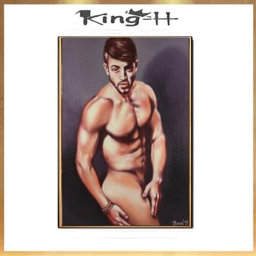 Character dog quality art gallery quality original oil painting hand-painted modern nude art sexy boy oil painting canvas art