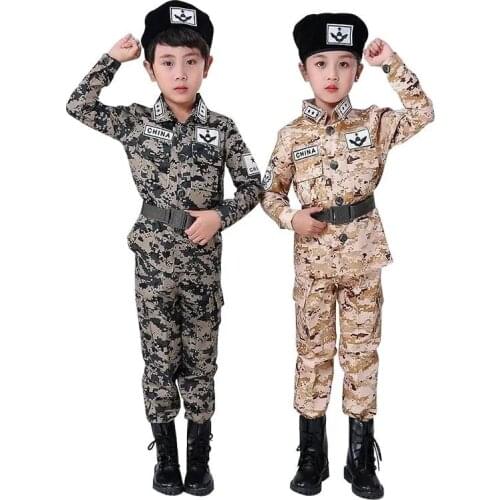Tactical Military Uniform For Childrens Day Disguise Adult Carnival Halloween Costumes For Kid Girl Scout Boy Soldier Army Suit