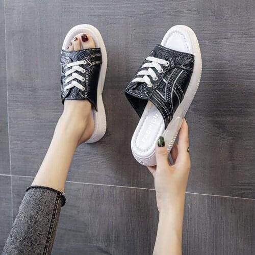 Ladies Slippers Fashion Summer Outdoor White Ladies Flat Soft Bottom Lightweight Lace Ladies Platform Slippers Summer Slipper