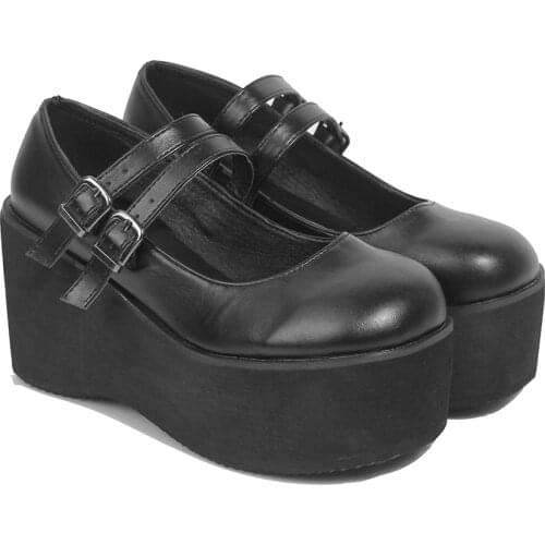Mary Janes Pumps Wedges Women Shoes Brand Lolita Shoes Cute Platform Large Size 43 Pumps Sweet Gothic Punk Shoes Woman Plus