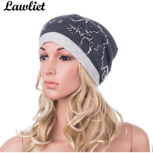 Unisex Autumn Winter Hats Women Beanies Cap Cashmere Printed Crochet Knit Baggy Beanie Slouchy Oversize Ski Bonnet Hat Man Gorra