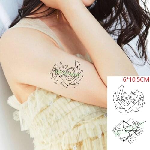 Waterproof Temporary Tattoo Sticker Owl Whale Line Black Geometric Circle Element Tatto Flash Tatoo Fake Tattoos for Men Women