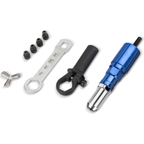 Rivet Gun Adapter for Electric Drill Cordless Riveting Tool with Wrench 100pcs Rivet Detachable 3/32'' 1/8'' 5/32'' 3/16'' Rivet