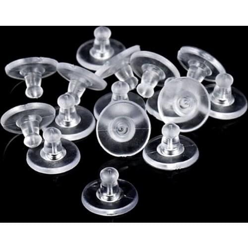100pc Clear Rubber Earring Safety Back Bullet Clutch Earring Pad Jewelry Finding