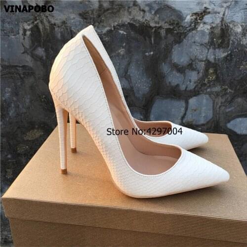 2018 Sexy Women Pumps white Snake Printed High Heels Pointed Toe Stiletto High Heel Party Dress Shoes Woman Size43 zapatos mujer
