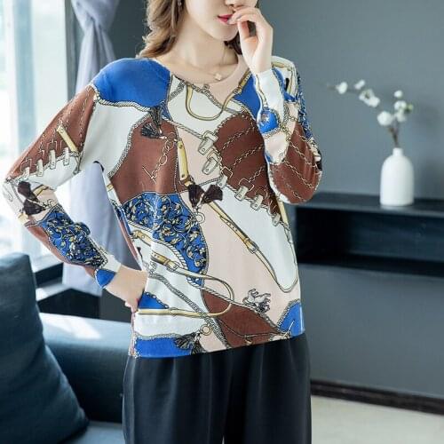 Sweater Women 2020 Autumn Winter Long Sleeve O neck soft Knitted Pullovers Floral Printed Kni tted sweater Women Bohemian style