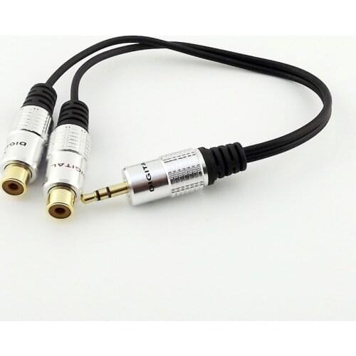 10pcs 3.5mm Male Plug Stereo to 2 Twin RCA Phono Female Socket AV Audio Adapter Cable 25cm