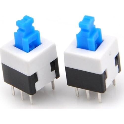 10pcs/lot Self-locking Switch Multimeter Square 6 Pin micro Mini Push Button Switch8x8x13mm good quality