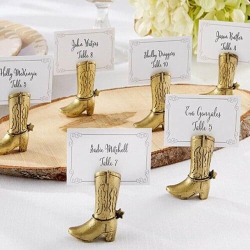 100pcs/Lot Cowboy Boot Place Card Holder Table Centerpiece Wedding&Bridal Shower Favors Seat Number Holders