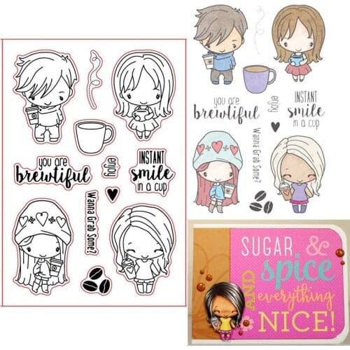 4*6inch Cool Boy& Fashion Girl Instant Smile In A Cup Transparent Clear Stamps For DIY Scrapbooking Paper Card New Stamps 2020