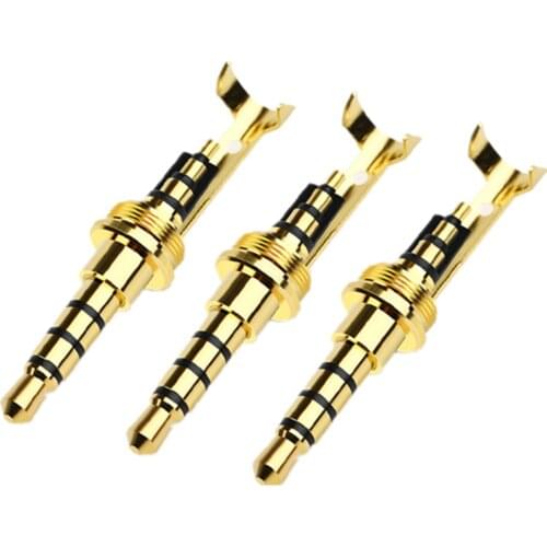 3.5mm 4 Poles Audio Plug Pure Copper Gold-Plated Minijack For Soldering DIY Earphone Wire Connector HiFi Balanced Plugs Adapter