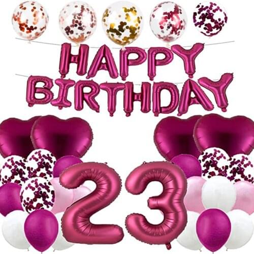 40inch Red Wine Big Number Foil Balloons Banner Helium Balloon 0-9 Happy Birthday Wedding Party Decorations Baby Shower Supplies