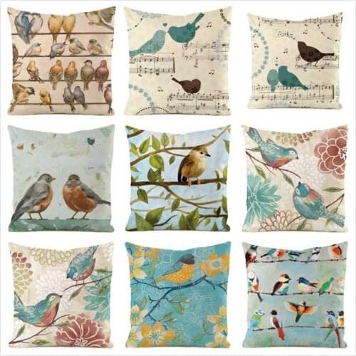 45cm*45cm **Music&Birds** Inimitated Silk Fabric Throw Pillow Covers Couch Cushion Cover Home Decorative Pillows Pillow Case