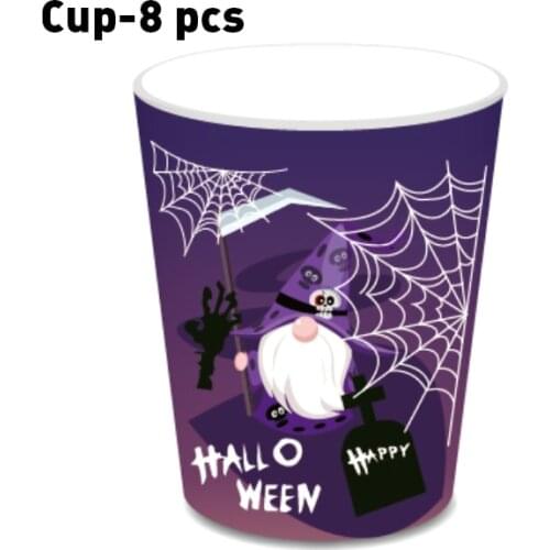 8 pcs Funny Purple Halloween Party Dinner Cups Cup of Disposable Tableware Sets for Holiday Pub Club Happy Halloween Party