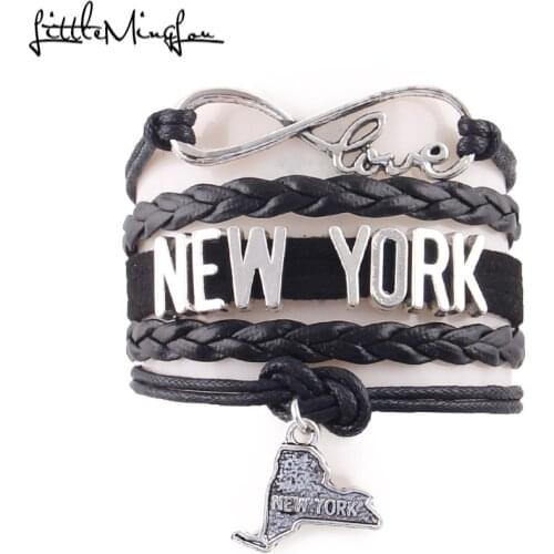 Little Minglou infinity love NEW YORK bracelet Hometown Geography map Charm men bracelets & bangles for women jewelry