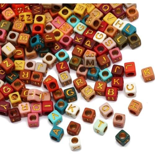 6mm Cube Acrylic Letter Beads Mixing Color Alphabet Square Spacer For Children Bracelet Jewelry Making Accessories DIY Supplier