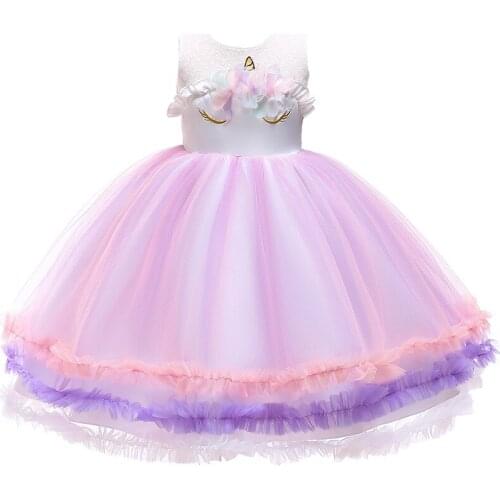 Kids Unicorn Dress Girls Lolita Dresses Princess Wedding Dress Ball Gown Tutu Halloween Chrismas Birthday Party Costumes