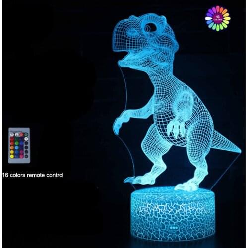 Dinosaur Tyrannosaurus rex velociraptor Night Light 3D Colorful LED Light Touch Remote Control Table Lamp Birthday Xmas Gift