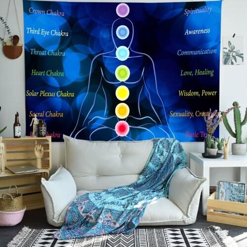 Simsant Chakra Tapestry Yoga Meditation Colorful Mandala Indian Art Wall Hanging Tapestries for Living Room Home Dorm Decor