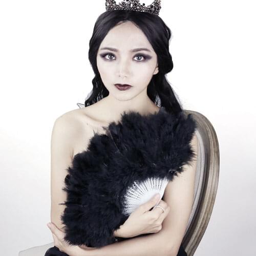 Gothic Vintage Bamboo Folding Hand Held Lace Fan Chinese Dance Party Pocket Gifts Wedding Stage Performance Dance Fan