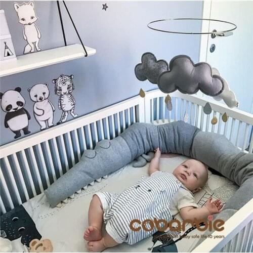 185cm Cotton Baby Crib Bumpers new crocodile doll Pillow Cushion,Nursery bedding,cot room dector