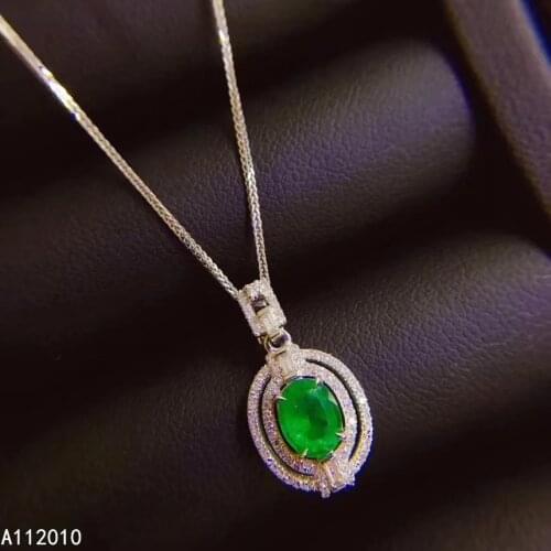 KJJEAXCMY Fine Jewelry 925 Sterling Silver inlaid Natural Emerald Womans lovely new Pendant luxury Necklace Support test