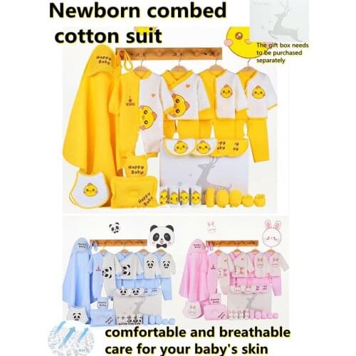 2021 New Winter Newborn Suits Pure Cotton Men and Women Baby Thin Baby Full Moon Gifts Soft Kids printing Sets Without Box XB105