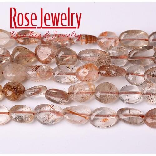 6-8mm Natural Irregular Copper Titanium Rutilated Quartzs Loose Spacer Stone Beads for Jewelry Making DIY Bracelet Necklace 15