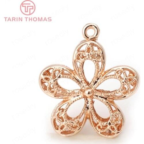 6PCS 21x18MM 24K Champagne Gold Color Plated Brass Plum Flower Charms Pendants High Quality Diy Jewelry Accessories
