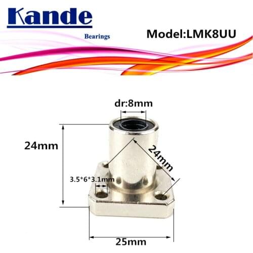 LMK8UU 1pc LMK8 UU Square Flange Linear Bearing dr: 8mm High quality SMK8