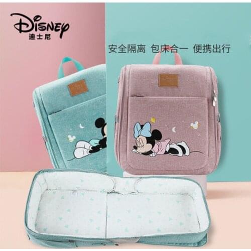 Disney Mickey Minnie diaper simple crib foldable backpack fashion outing multifunctional large capacity portable backpack