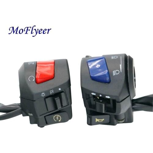 MoFlyeer Motorcycle Left Right Handle Bar Switches Fog Light Horn Turn Signal Electric Start Handlebar Controller Switch