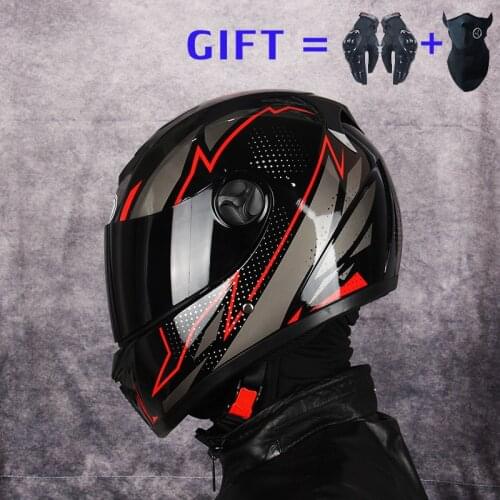 2021 ABS Motorcycle Full Face Helmet Cool Modular Moto Helmet With Inner Sun Visor Safety Double Lens Racing Adult Women Sports