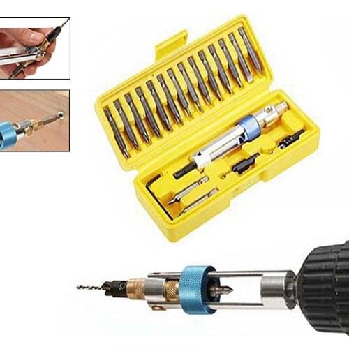 20pcs Swivel Head Drill Driver Bit Set Quick-Change HSS Countersink Drill Driver Bit Screwdriver Drilling Home Tool Set with Box