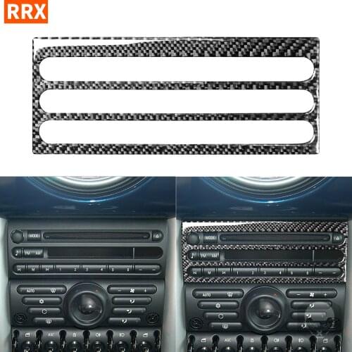 For Mini Cooper S One Hatch R50 R53 2005 2006 Carbon Fiber Sticker Central Control Radio Frame FM Panel Interior Car Accessories