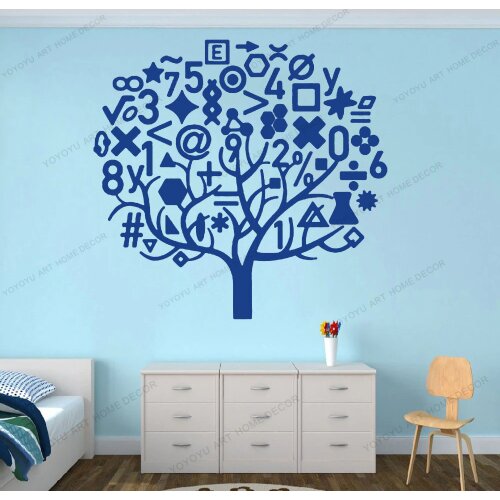 Symbol Tree School Science Room Wall Decal Classroom Nursery Interior Decor Vinyl Wall Sticker Window Art Mural Removable CX744