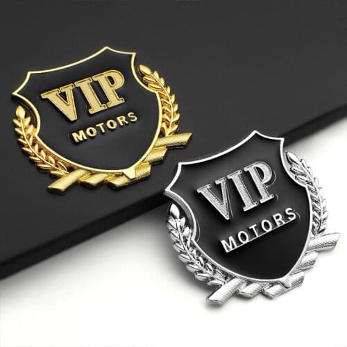 2PCS Car Styling 3D Metal VIP MOTORS Logo Stickers Decals Emblem Badge Car Side Window Sticker Car Decoration Accessories