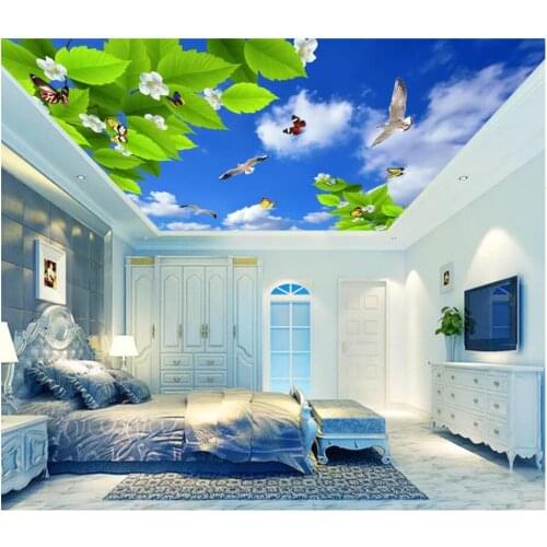 3d wallpaper custom photo mural sky white clouds vine butterfly living room ceiling murals 3d wall mural wallpaper walls 3 d