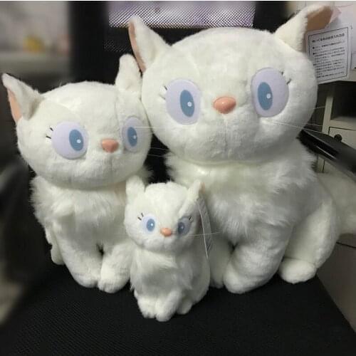 New Hot Japan Anime Miyazaki Kikis Delivery Service White JiJi Plush Toy Cute Mini White Cat Kiki Soft Stuffed Doll