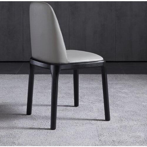 Customized Nordic Dining Chair Simple Modern Home Leather Backrest Solid Wood Chair Stool Restaurant Hotel Leisure Creative Nego