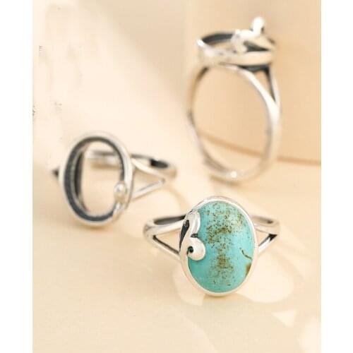 9.5*13mm 925 STERLING SILVER Women Semi Mount Bases Blanks base blank Pad ring Setting wedding jewelry findings diy A5955