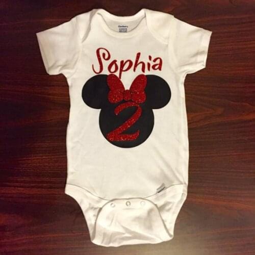 Personalize name First Second minnies birthday baby shower bodysuit onepiece romper Outfit New Year party favors muslim gifts