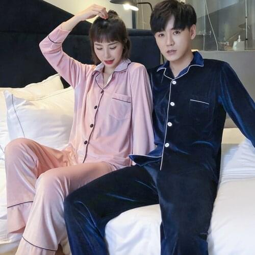 5XL Plus Size Pajamas For Couples Fall Winter Pleuche Sleepwear Womens Long Sleeves Soft Velvet Mens Home Clothes 2 Pieces/Set