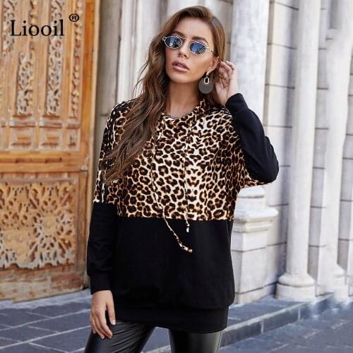 Casual Loose Patchwork Leopard Print Sweatshirts Women 2020 Hooded Long Sleeve Womens Autumn Winter Pullovers And Hoodies
