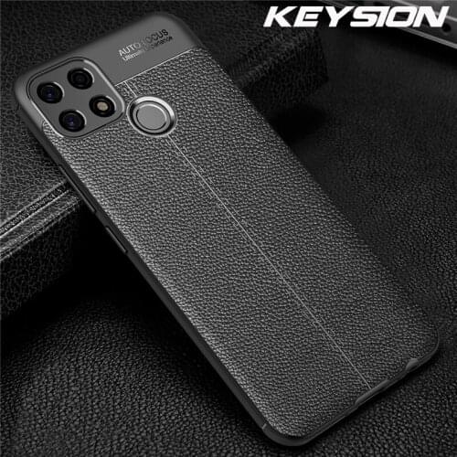KEYSION Shockproof Case for OPPO A15 A15S luxury leather texture soft silicone Phone Back Cover for Realme Narzo 20 Pro 10
