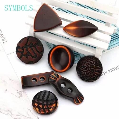 Resin button new coat windbreaker woolen suit button double eye round dark eye pattern button 10pcs