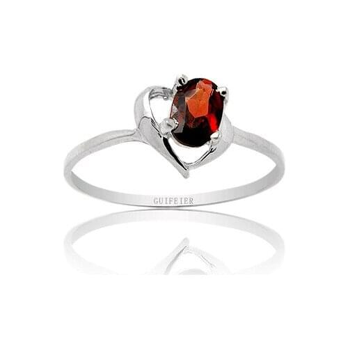 Romantic Silver Heart Ring with Gemstone 4mm*6mm VVS Grade Natural Garnet Silver Ring 100% Real 925 Silver Garnet Jewelry