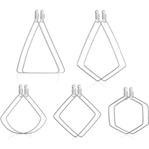 20pcs/lot Stainless Steel Earring Making Supplies Hooks Connector Shaped Beading Tassel Hoop Earring Finding Diy Earring Charms