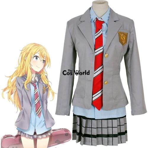 Your Lie In April Miyazono Kaori Sawabe Tsubaki School Uniform Coat Shirt Dress Outfit Anime Cosplay Costumes