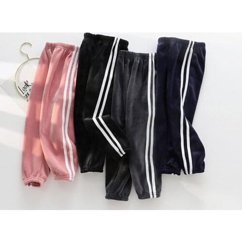 Boy Girls Sports Pants Autumn Warm Children Cotton Pants Childrens All-match Autumn Pants Baby Velvet Warm Casual Trousers